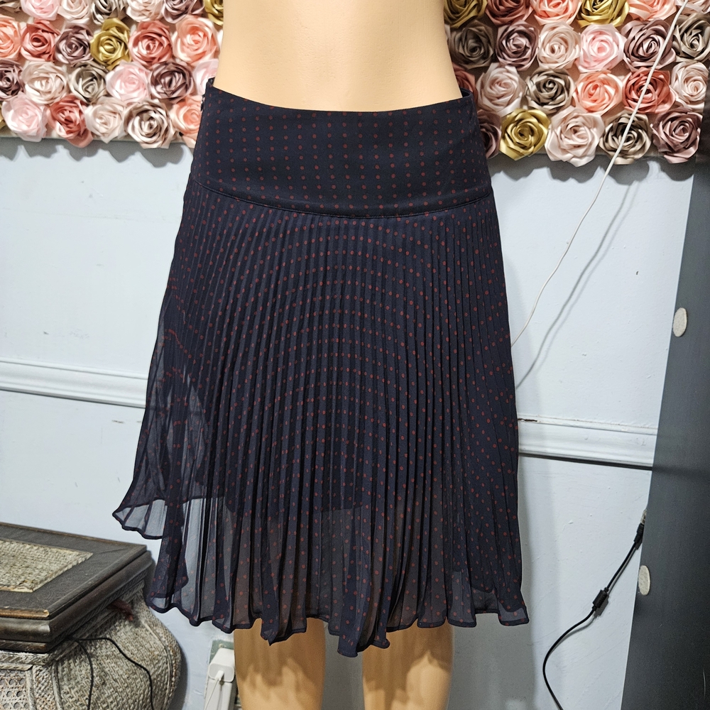 The Limited Navy Midi Skirt with Red Dot Pattern